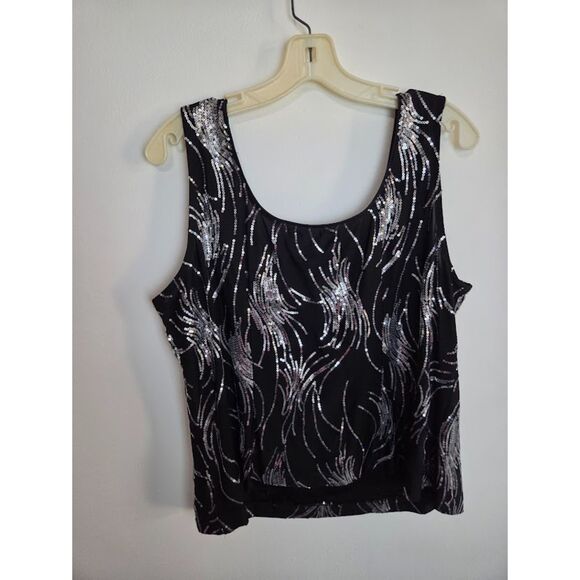 Alex Evenings Black w/Silver Sequins Evening Top/Cardigan Jacket Set size 1X - Picture 5 of 9
